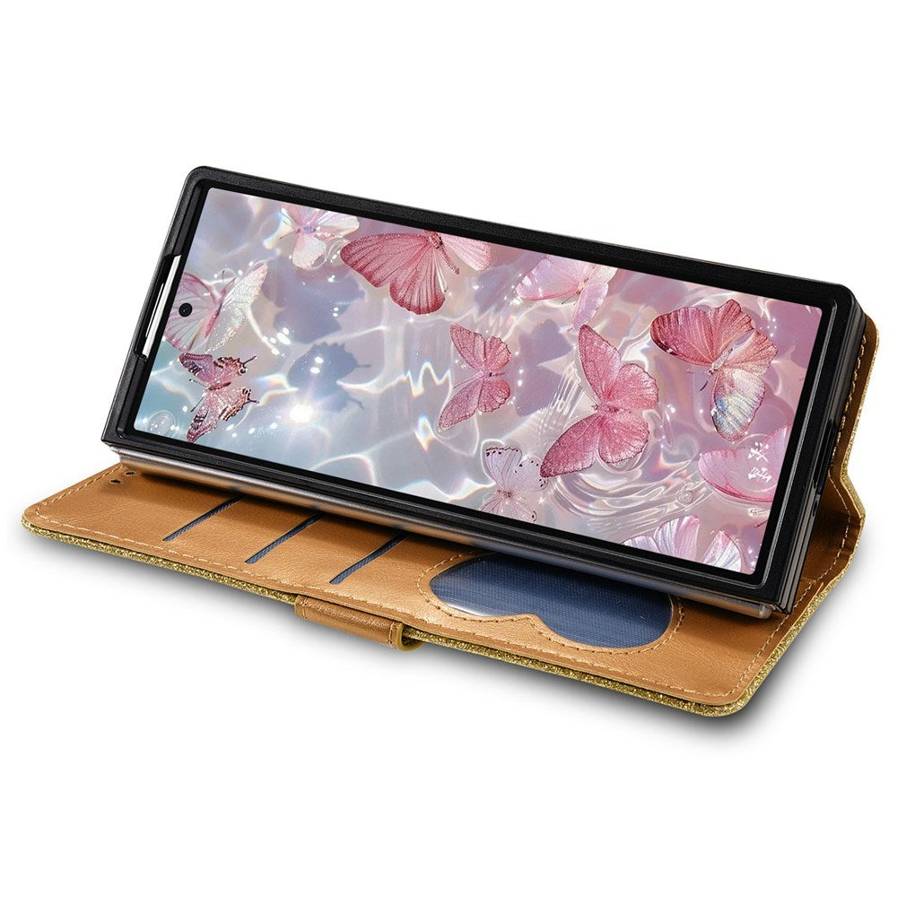 EIDERWOOD Samsung Galaxy Z Fold7 Glitter Flip Cover m. Pung & Strop - Guld