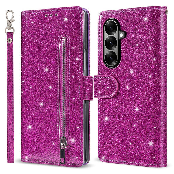 EIDERWOOD Samsung Galaxy Z Fold7 Glitter Flip Cover m. Pung & Strop - Lilla