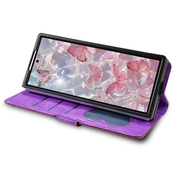 EIDERWOOD Samsung Galaxy Z Fold7 Glitter Flip Cover m. Pung & Strop - Lilla