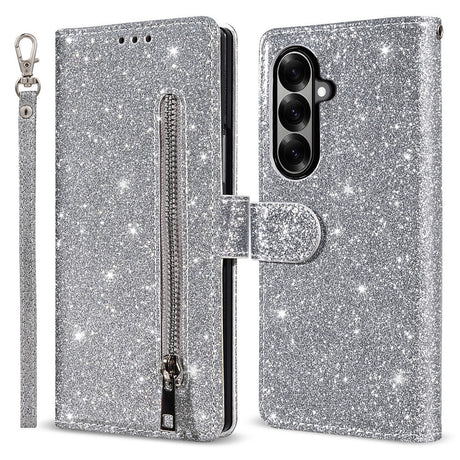 EIDERWOOD Samsung Galaxy Z Fold7 Glitter Flip Cover m. Pung & Strop - Sølv