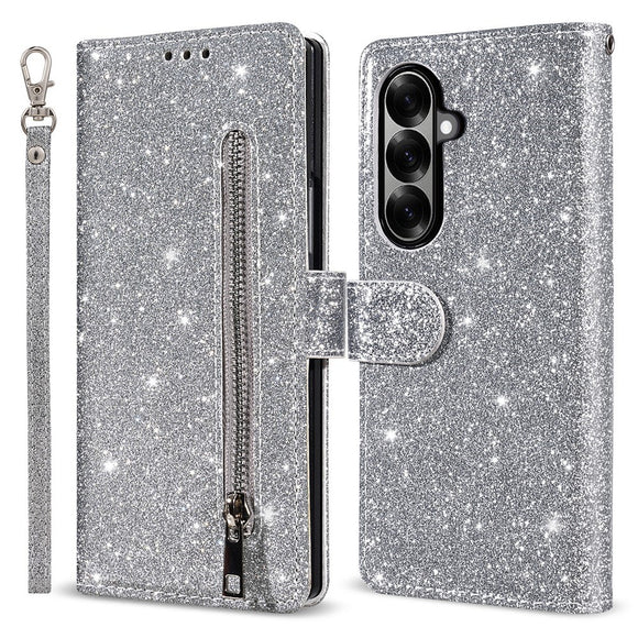 EIDERWOOD Samsung Galaxy Z Fold7 Glitter Flip Cover m. Pung & Strop - Sølv