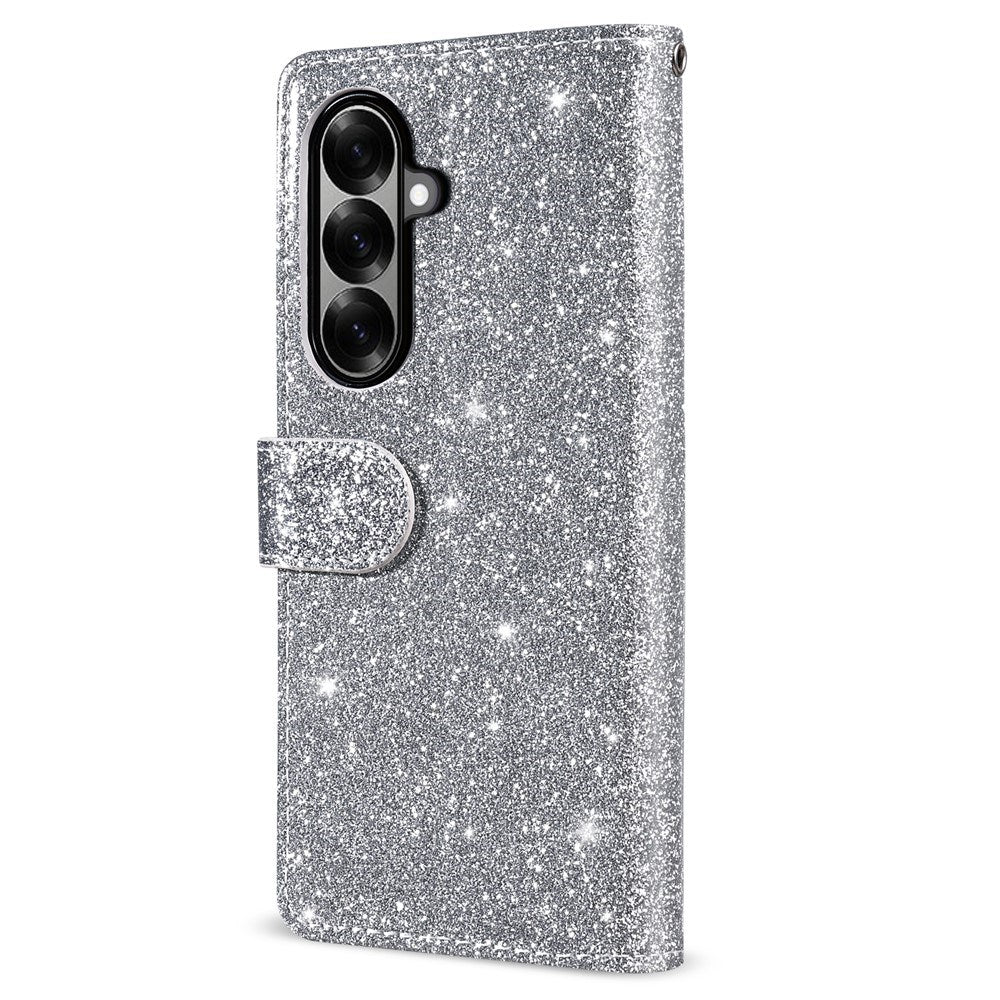 EIDERWOOD Samsung Galaxy Z Fold7 Glitter Flip Cover m. Pung & Strop - Sølv