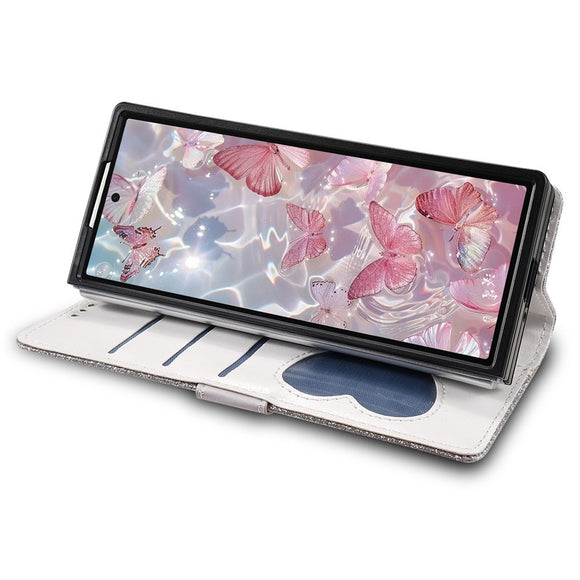EIDERWOOD Samsung Galaxy Z Fold7 Glitter Flip Cover m. Pung & Strop - Sølv