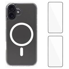 iPhone 17 Hybrid Cover inkl. 2 x Skærmbeskyttelsesglas - MagSafe Kompatibel - Gennemsigtig / Hvid