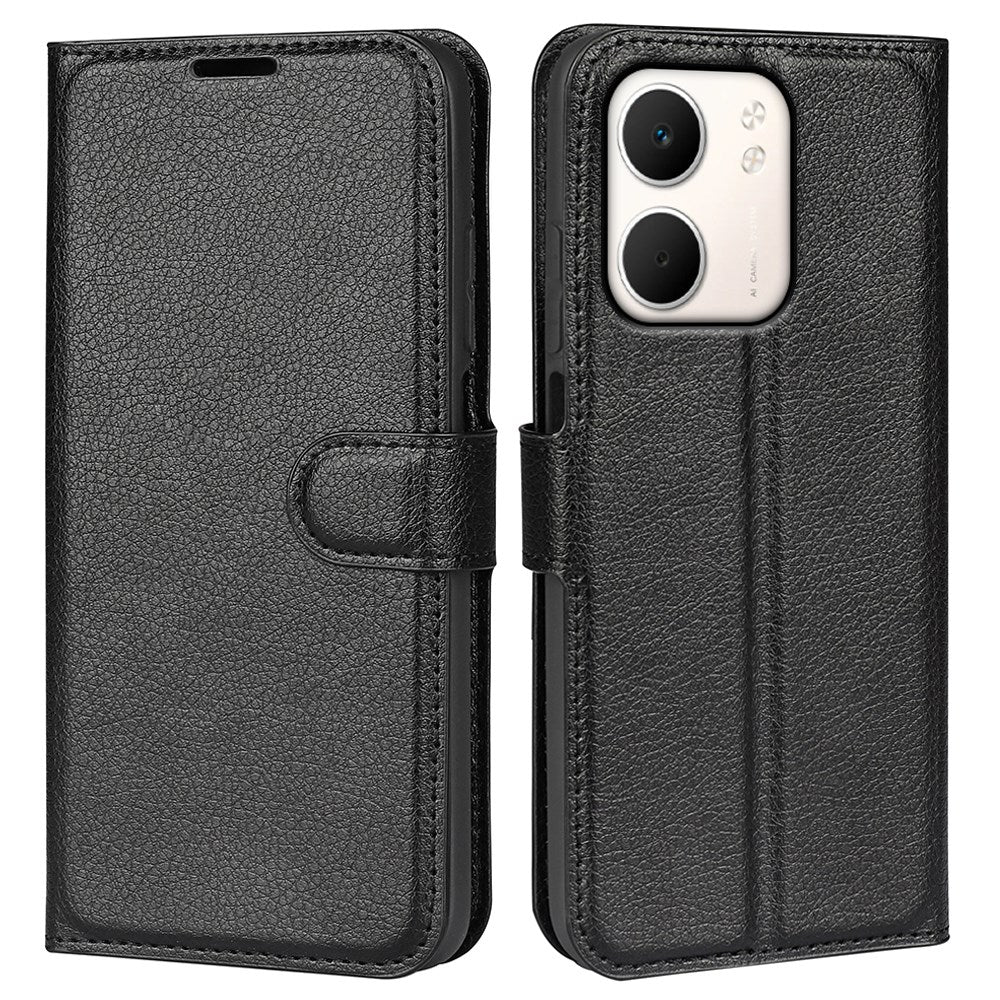 OPPO A5x (5G) / OPPO A5x (4G) EIDERWOOD Kunstlæder Flipcover m. Kortholder & Ståfunktion - Sort