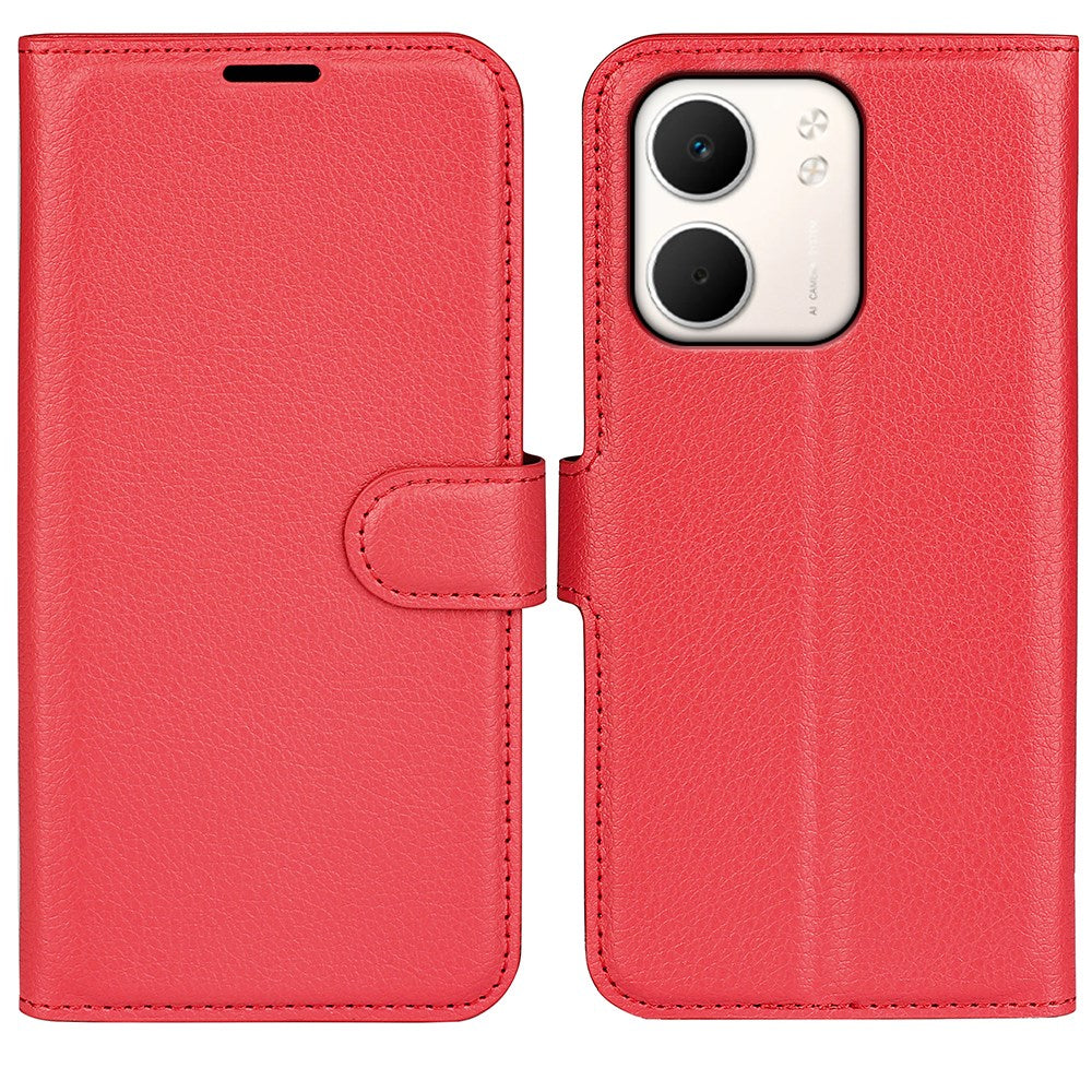 OPPO A5x (5G) / OPPO A5x (4G) EIDERWOOD Kunstlæder Flipcover m. Kortholder & Ståfunktion - Rød