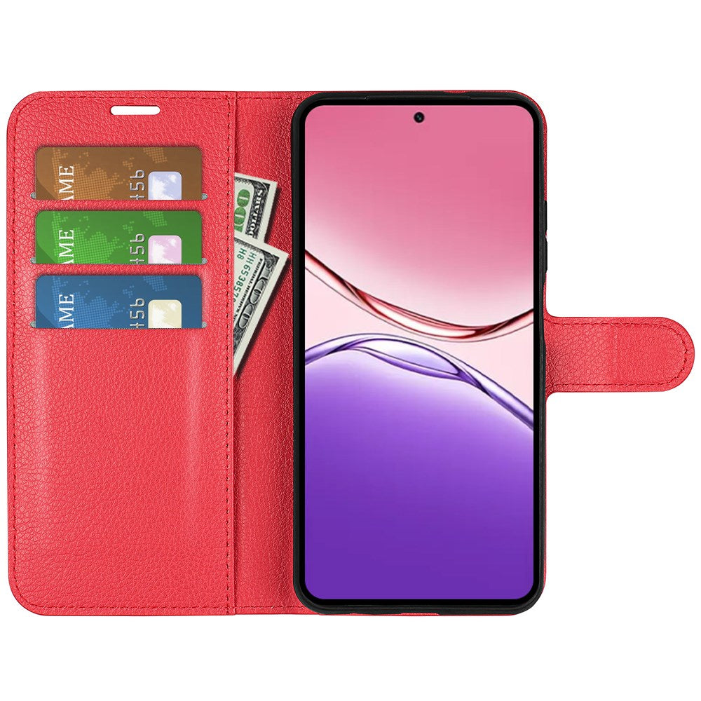 OPPO A5x (5G) / OPPO A5x (4G) EIDERWOOD Kunstlæder Flipcover m. Kortholder & Ståfunktion - Rød