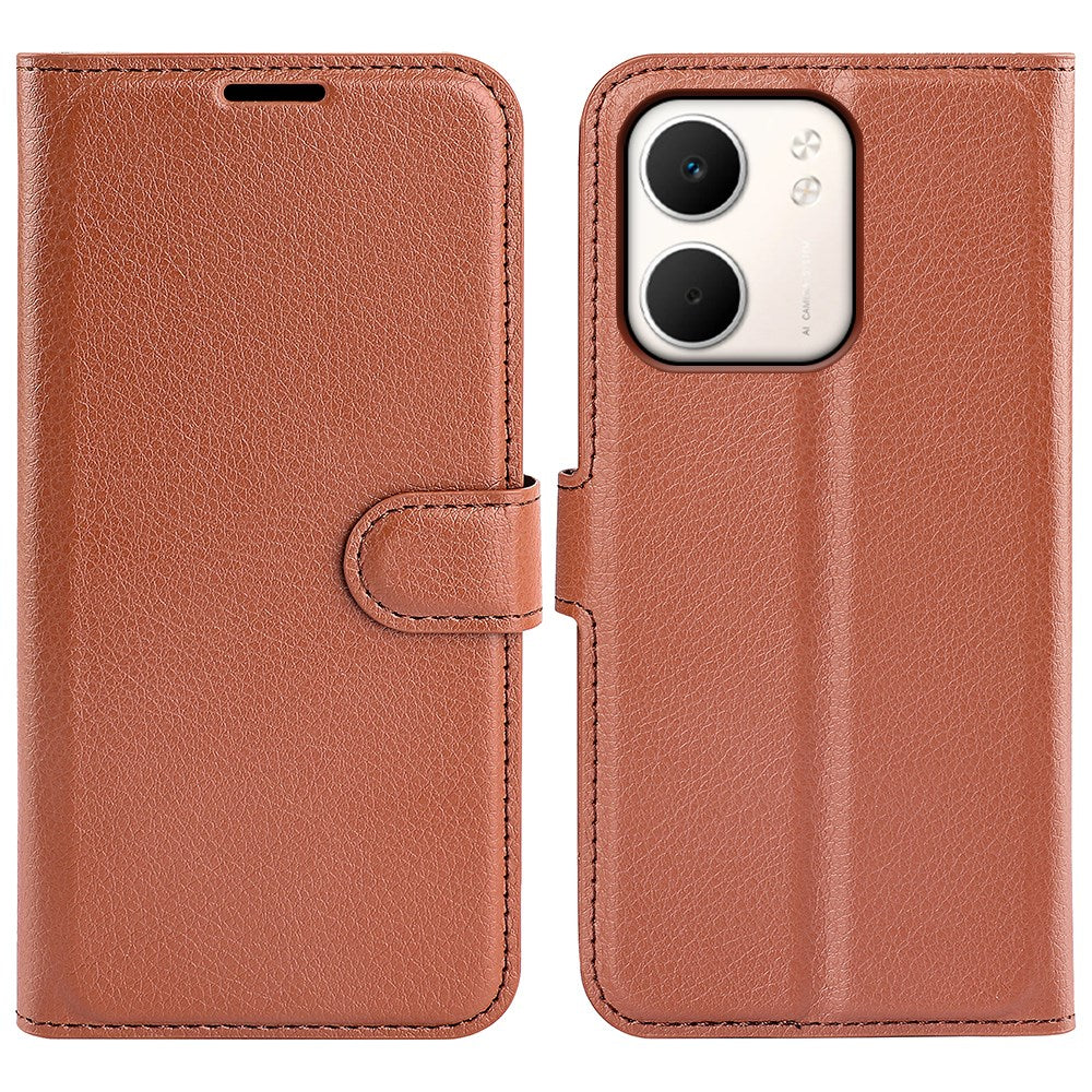 OPPO A5x (5G) / OPPO A5x (4G) EIDERWOOD Kunstlæder Flipcover m. Kortholder & Ståfunktion - Brun