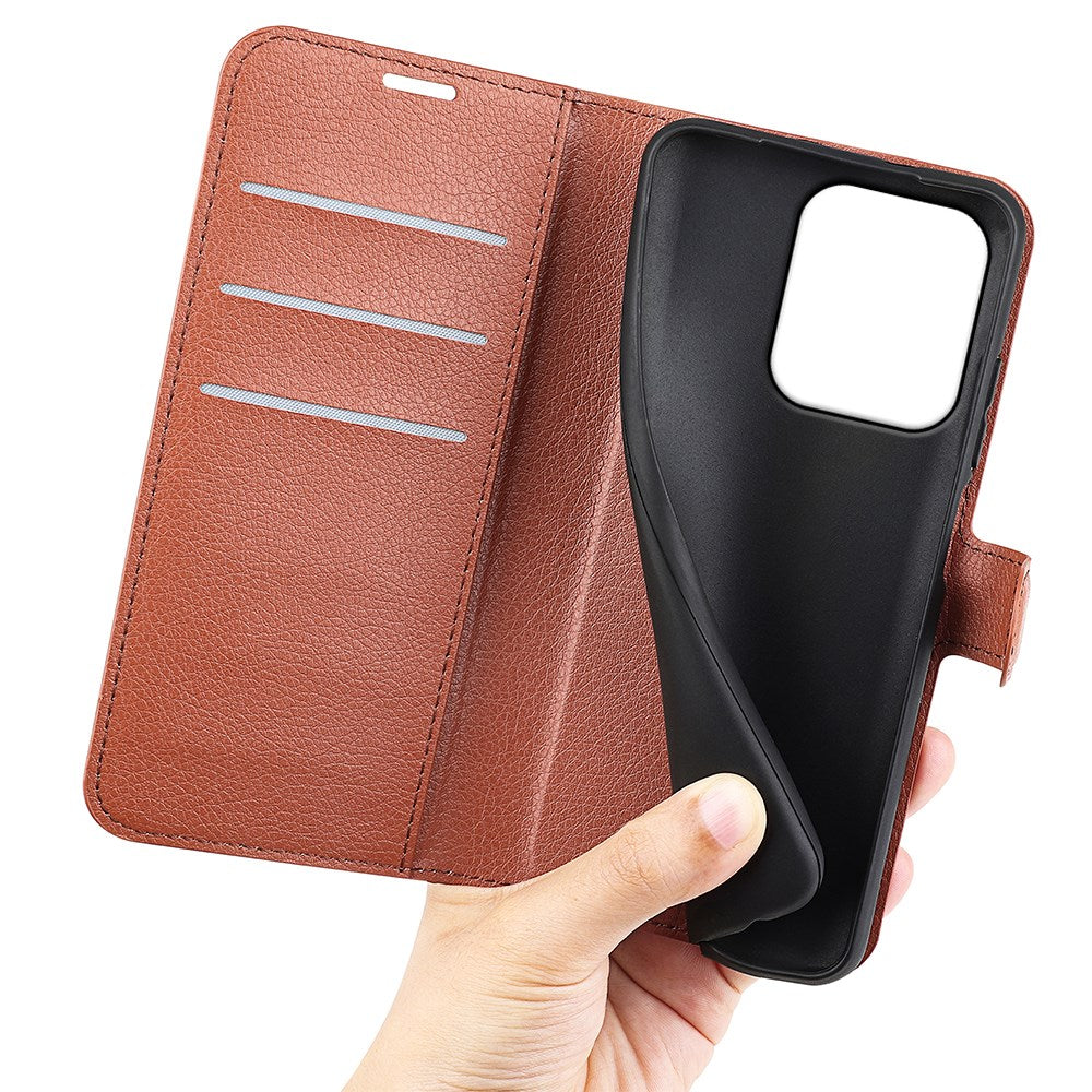 OPPO A5x (5G) / OPPO A5x (4G) EIDERWOOD Kunstlæder Flipcover m. Kortholder & Ståfunktion - Brun