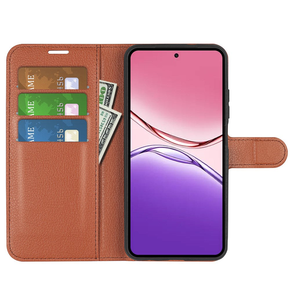 OPPO A5x (5G) / OPPO A5x (4G) EIDERWOOD Kunstlæder Flipcover m. Kortholder & Ståfunktion - Brun