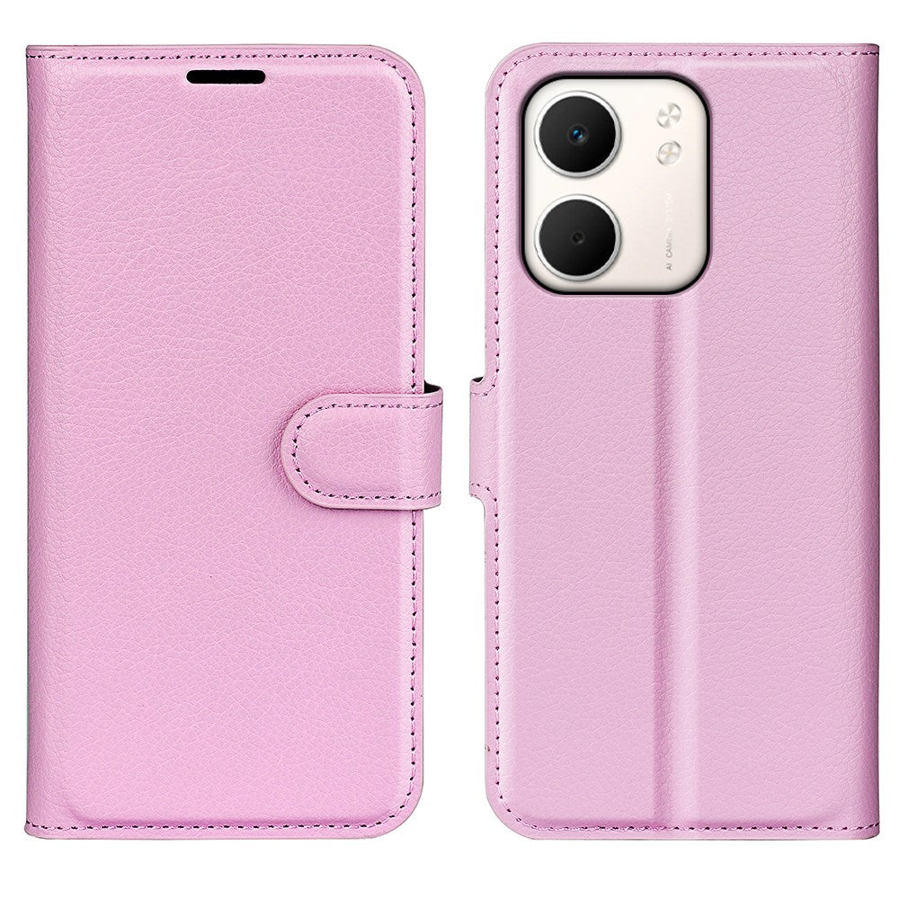 OPPO A5x (5G) / OPPO A5x (4G) EIDERWOOD Kunstlæder Flipcover m. Kortholder & Ståfunktion - Lyserød