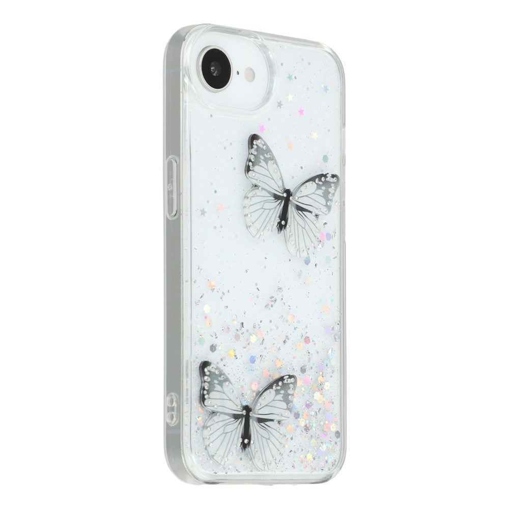 EIDERWOOD iPhone 17e / 16e Fleksibelt Plastik Cover m. Sommerfugle - Gennemsigtig
