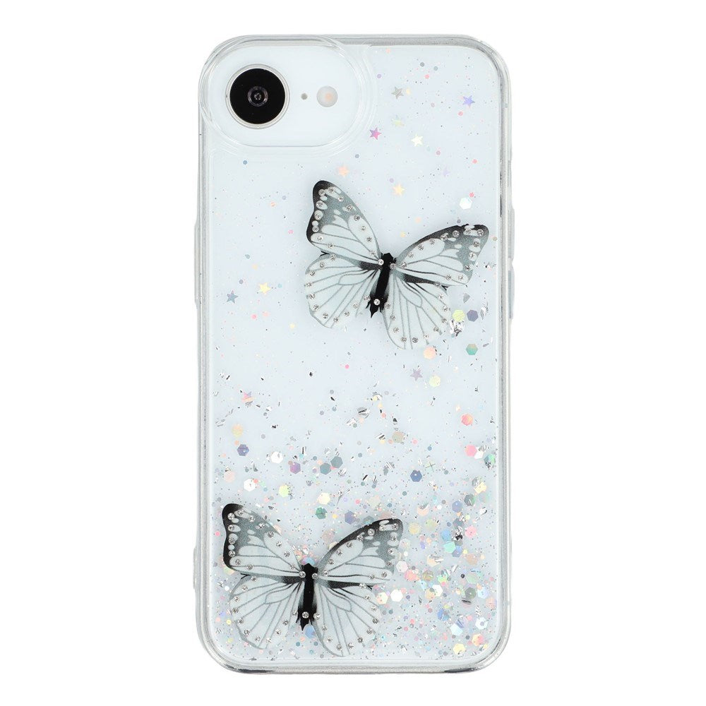 EIDERWOOD iPhone 17e / 16e Fleksibelt Plastik Cover m. Sommerfugle - Gennemsigtig