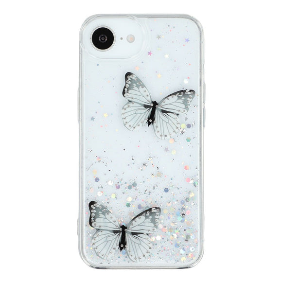 EIDERWOOD iPhone 17e / 16e Fleksibelt Plastik Cover m. Sommerfugle - Gennemsigtig