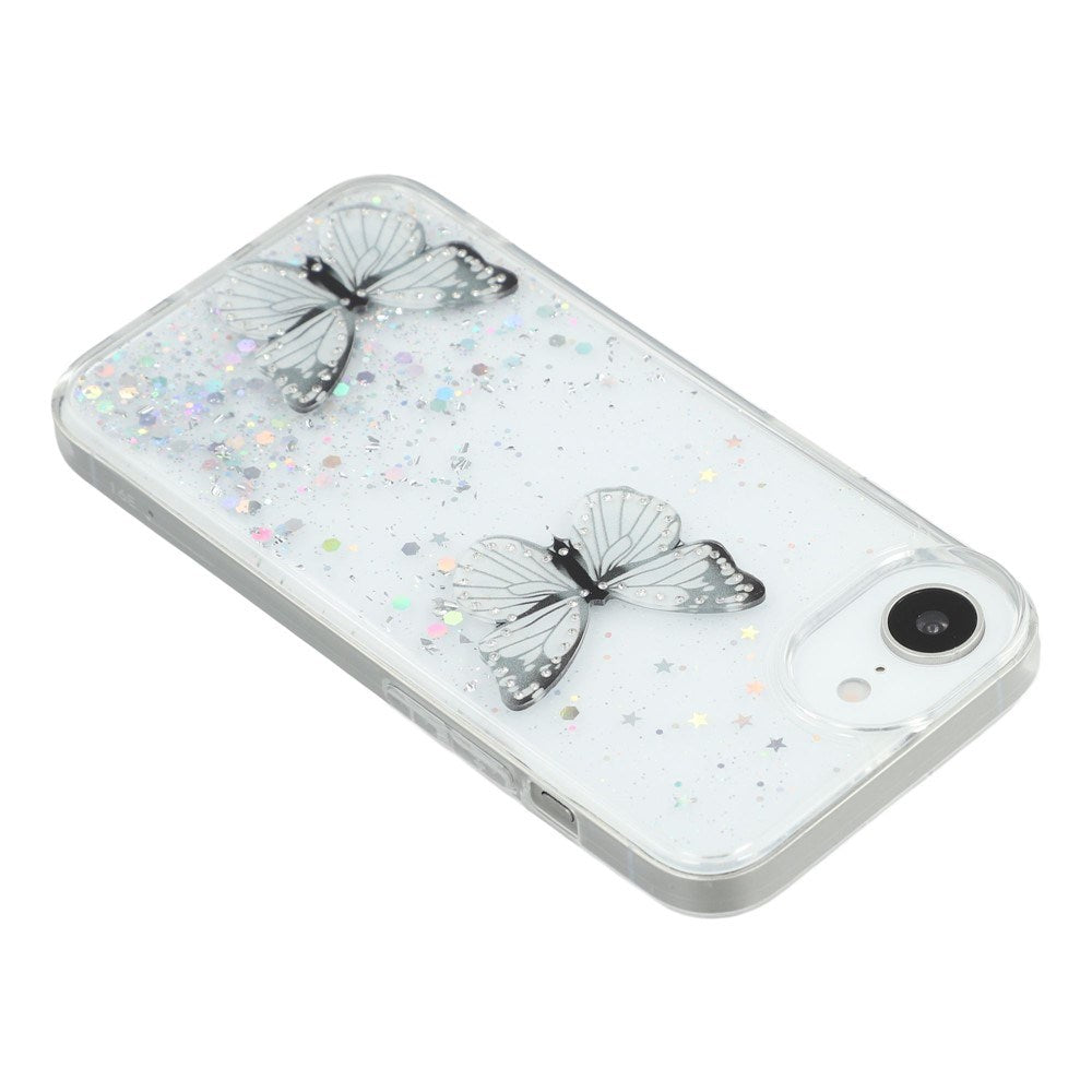 EIDERWOOD iPhone 17e / 16e Fleksibelt Plastik Cover m. Sommerfugle - Gennemsigtig