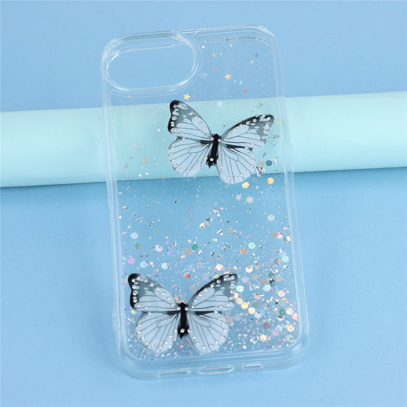 EIDERWOOD iPhone 17e / 16e Fleksibelt Plastik Cover m. Sommerfugle - Gennemsigtig