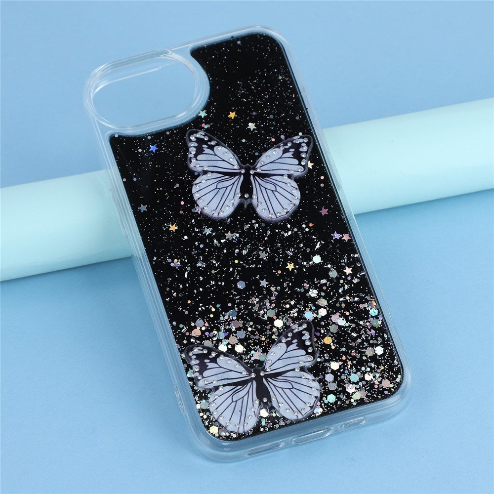 EIDERWOOD iPhone 17e / 16e Fleksibelt Plastik Cover m. Sommerfugle - Gennemsigtig / Sort