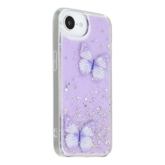 EIDERWOOD iPhone 17e / 16e Fleksibelt Plastik Cover m. Sommerfugle - Gennemsigtig / Lilla