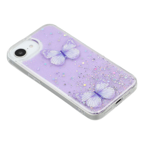 EIDERWOOD iPhone 17e / 16e Fleksibelt Plastik Cover m. Sommerfugle - Gennemsigtig / Lilla