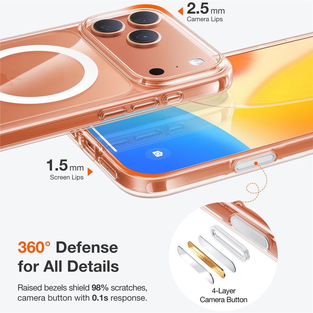 TORRAS iPhone 17 Pro Guardian Magnetic Hybrid Cover - MagSafe Kompatibel - Gennemsigtig
