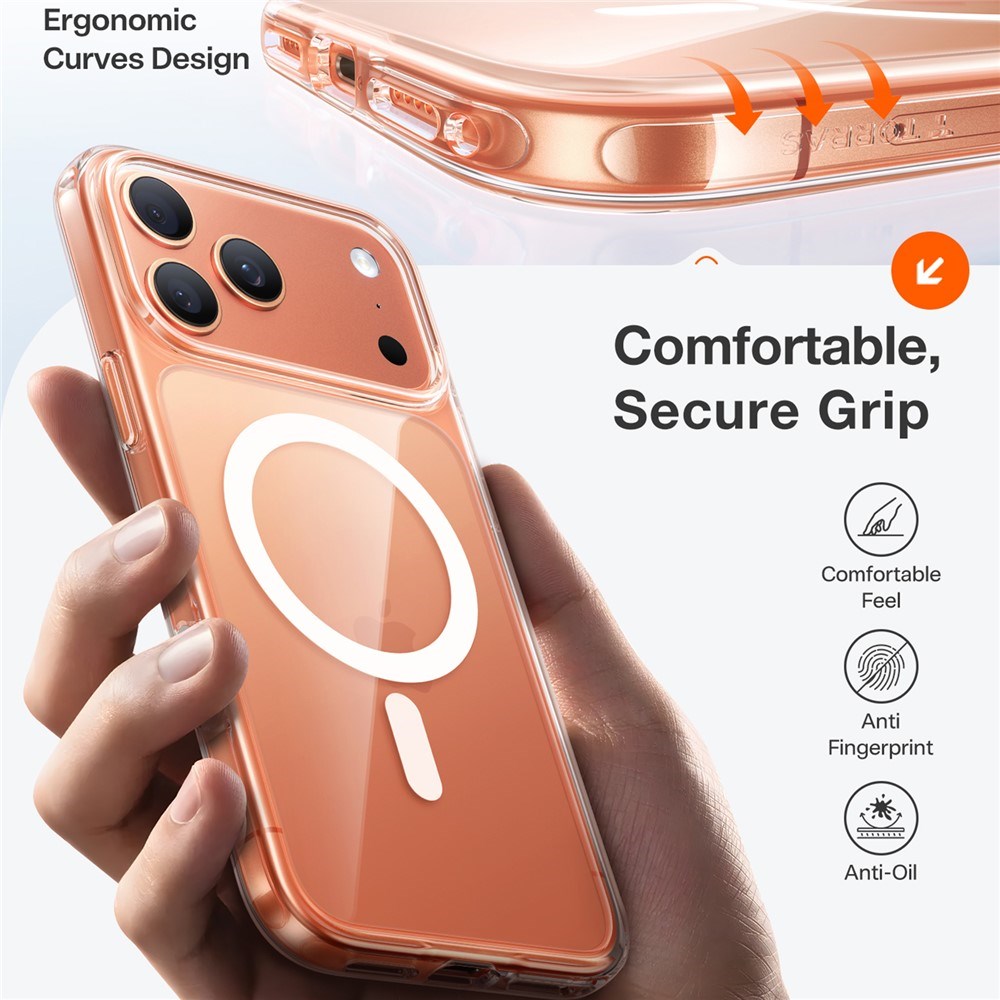 TORRAS iPhone 17 Pro Max Guardian Magnetic Hybrid Cover - MagSafe Kompatibel - Orange