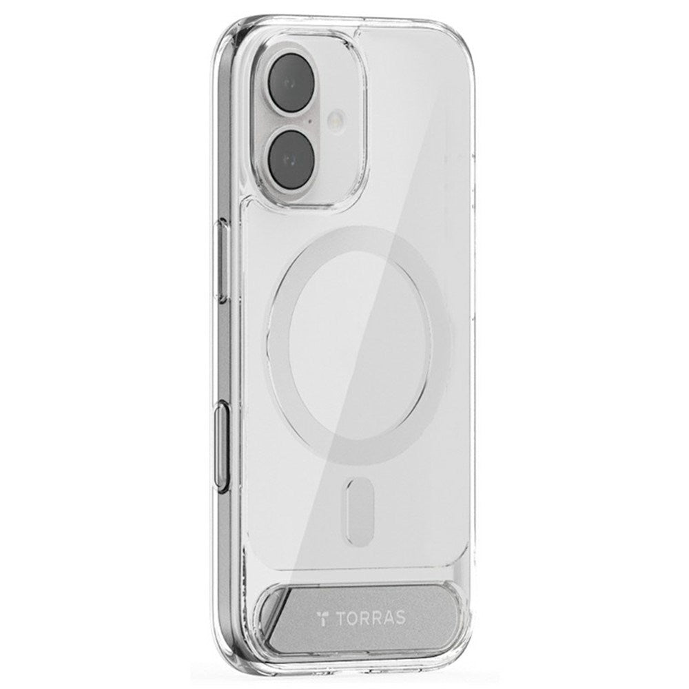 TORRAS iPhone 17 Pstand Hybrid Cover m. Kickstand - MagSafe Kompatibel - Gennemsigtig