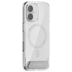 TORRAS iPhone 17 Pstand Hybrid Cover m. Kickstand - MagSafe Kompatibel - Gennemsigtig