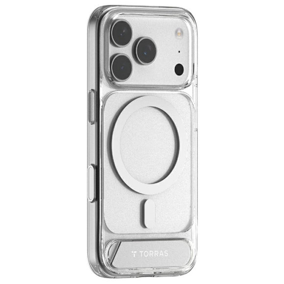 TORRAS iPhone 17 Pro Pstand Hybrid Cover m. Kickstand - MagSafe Kompatibel - Gennemsigtig