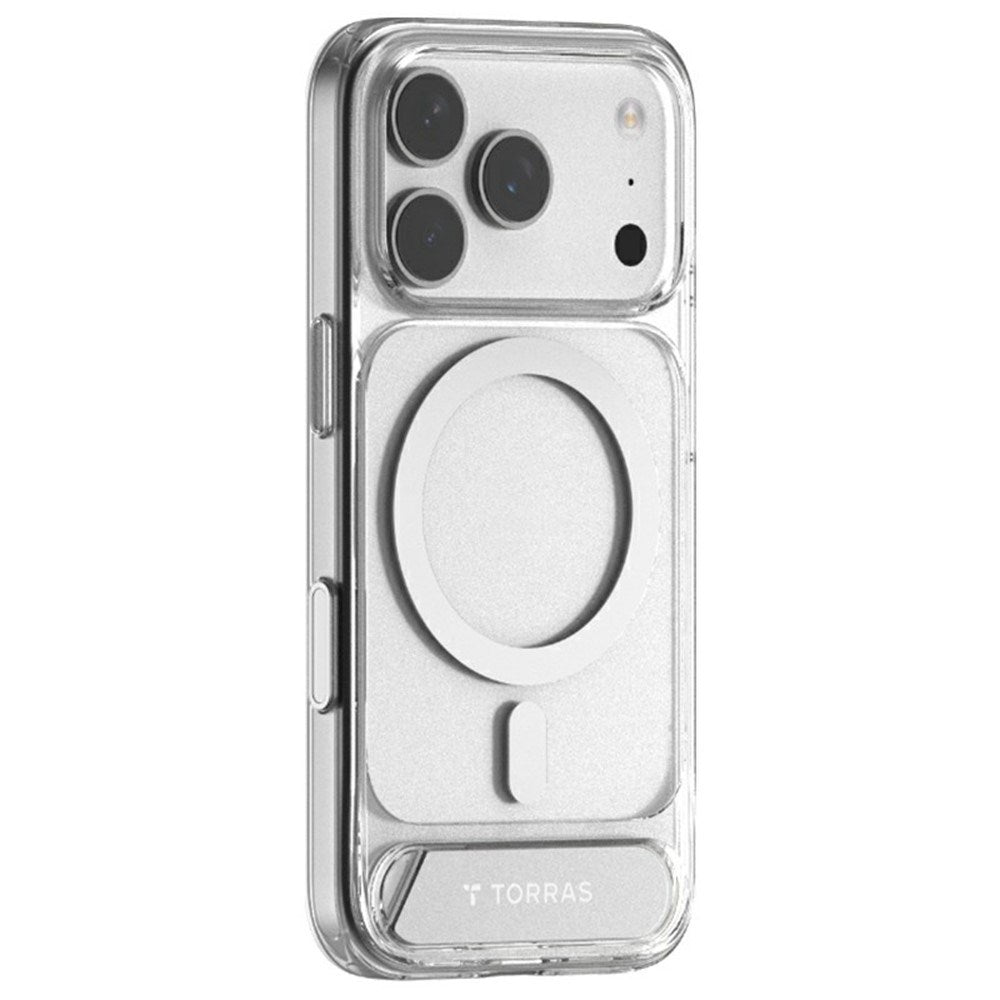 TORRAS iPhone 17 Pro Max Pstand Hybrid Cover m. Kickstand - MagSafe Kompatibel - Gennemsigtig