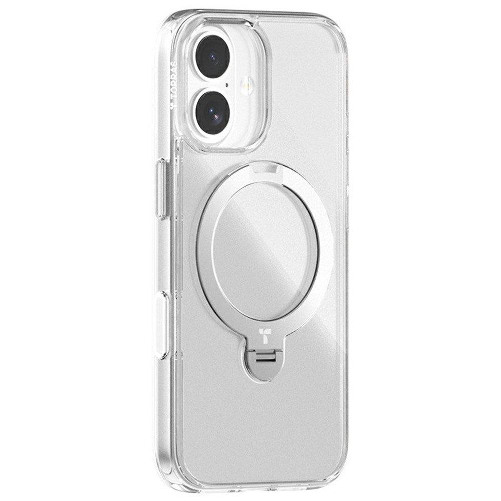 TORRAS iPhone 17 Ostand Spin Hybrid Cover m. Roterende Kickstand - MagSafe Kompatibel - Gennemsigtig