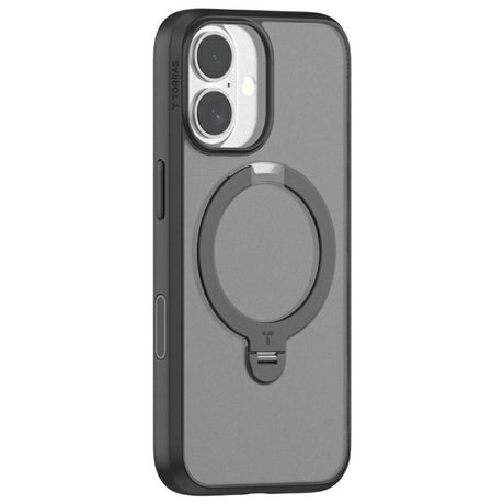 TORRAS iPhone 17 Ostand Spin Hybrid Cover m. Roterende Kickstand - MagSafe Kompatibel - Sort