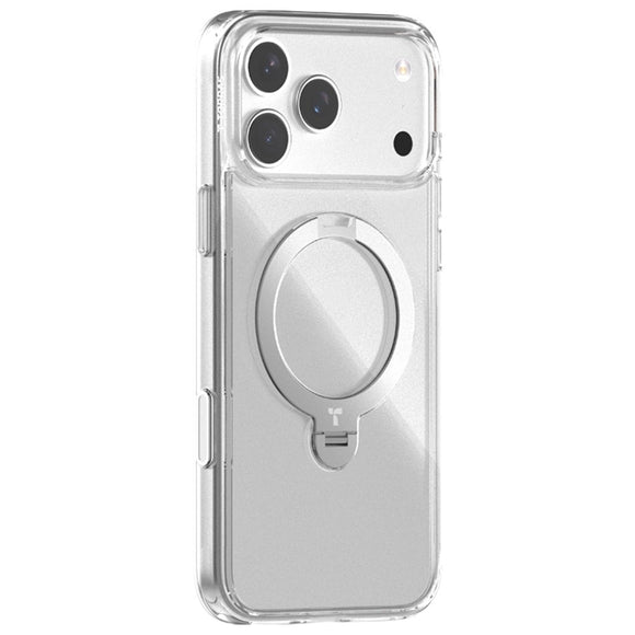 TORRAS iPhone 17 Pro Ostand Spin Hybrid Cover m. Roterende Kickstand - MagSafe Kompatibel - Gennemsigtig