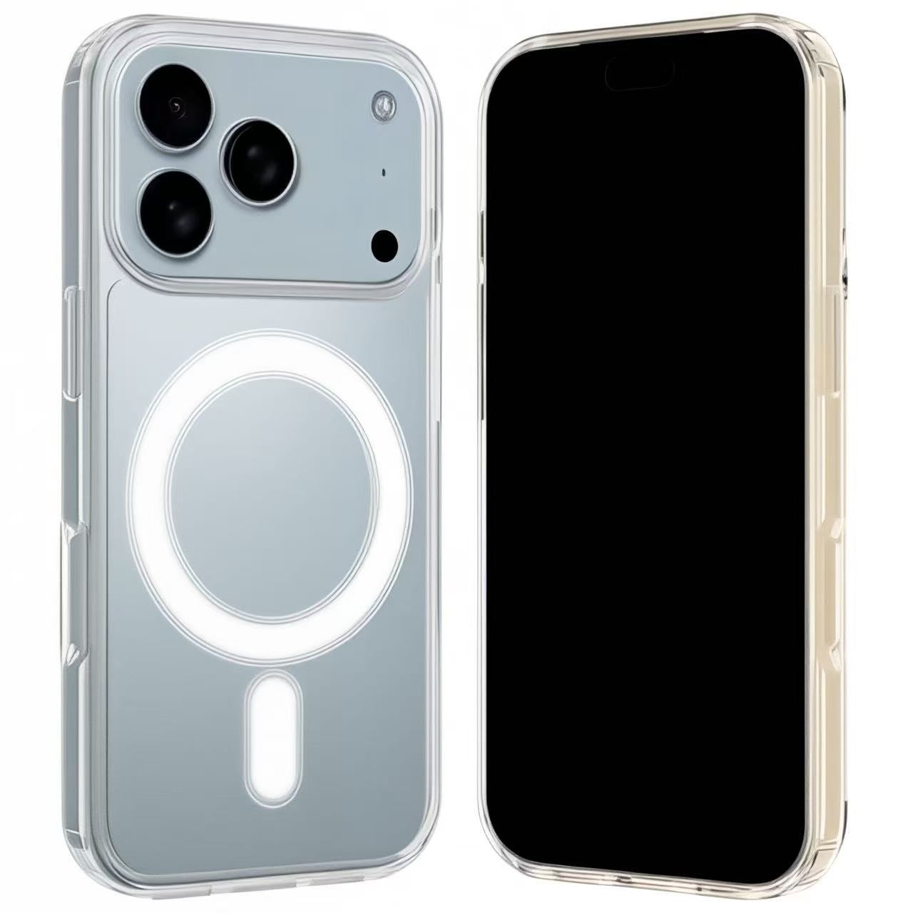 iPhone 17 Pro Max Hybrid Cover inkl. 2 x Skærmbeskyttelsesglas - MagSafe Kompatibel - Gennemsigtig / Hvid