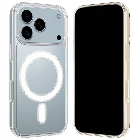 iPhone 17 Pro Hybrid Cover inkl. 2 x Skærmbeskyttelsesglas - MagSafe Kompatibel - Gennemsigtig / Hvid