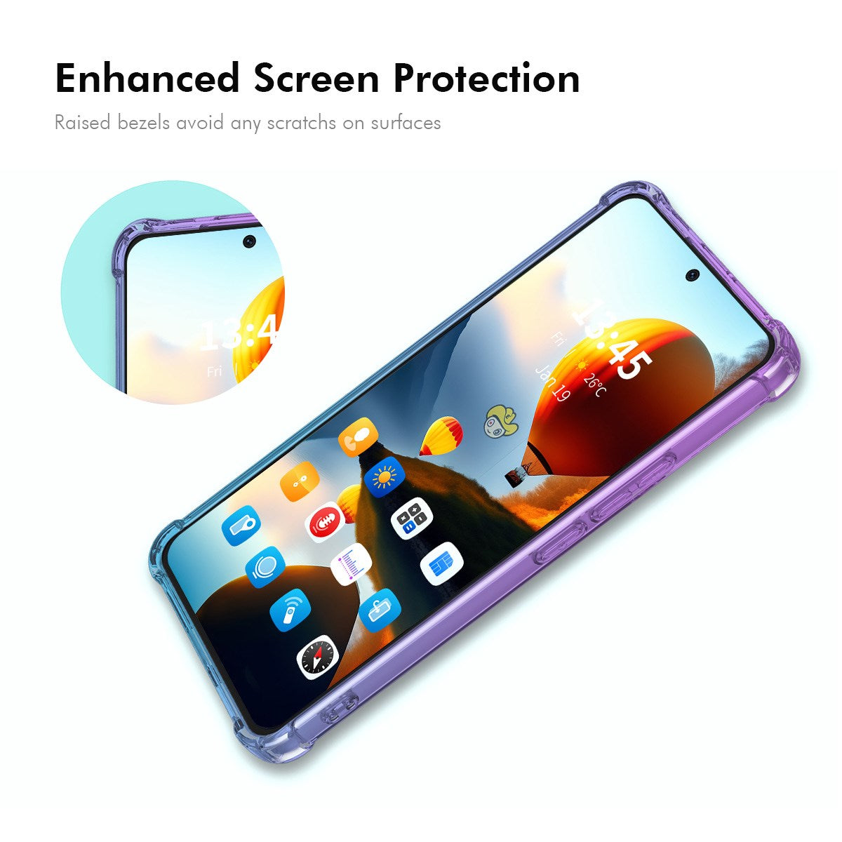 ENKAY Motorola Moto G86 Power Fleksibelt Plastik Cover m. Stødabsorberende Hjørner - Lilla / Guld