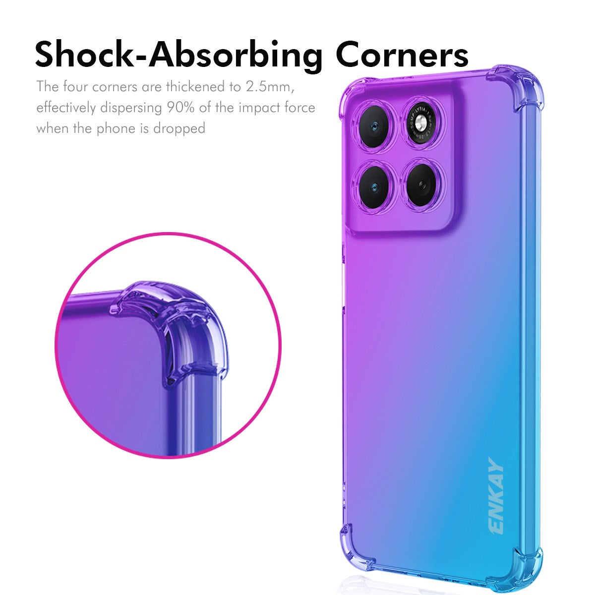 ENKAY Motorola Moto G86 Power Fleksibelt Plastik Cover m. Stødabsorberende Hjørner - Blå / Lyserød