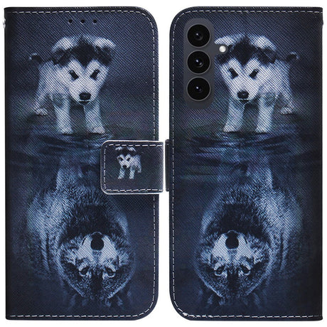 EIDERWOOD Samsung Galaxy S25 FE Kunstlæder Flip Cover m. Motiv - Hund / Ulv