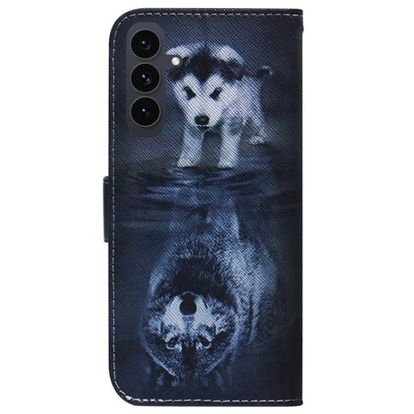 EIDERWOOD Samsung Galaxy S25 FE Kunstlæder Flip Cover m. Motiv - Hund / Ulv