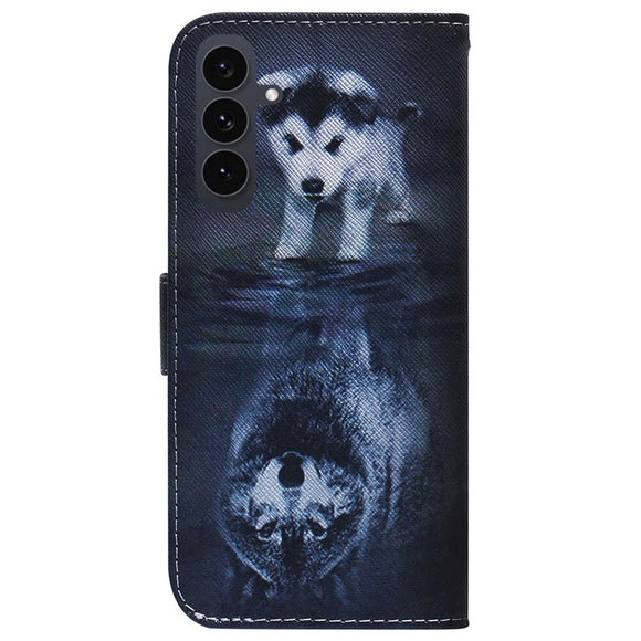 EIDERWOOD Samsung Galaxy S25 FE Kunstlæder Flip Cover m. Motiv - Hund / Ulv