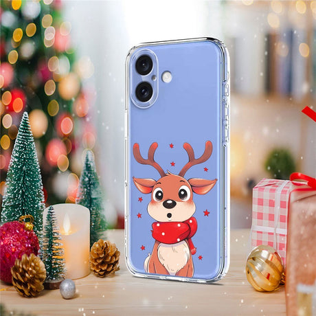 EIDERWOOD iPhone 17 Fleksibelt Plastik Julecover m. Motiv - Gennemsigtig / Rensdyr