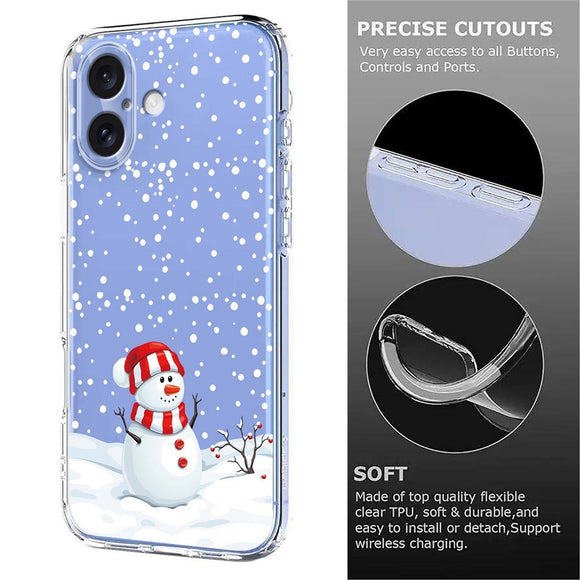 EIDERWOOD iPhone 17 Fleksibelt Plastik Julecover m. Motiv - Gennemsigtig / Snemand