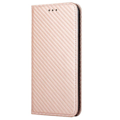 Samsung Galaxy S23 Carbon Læder Cover m. Pung & Kickstand - Rosa Guld