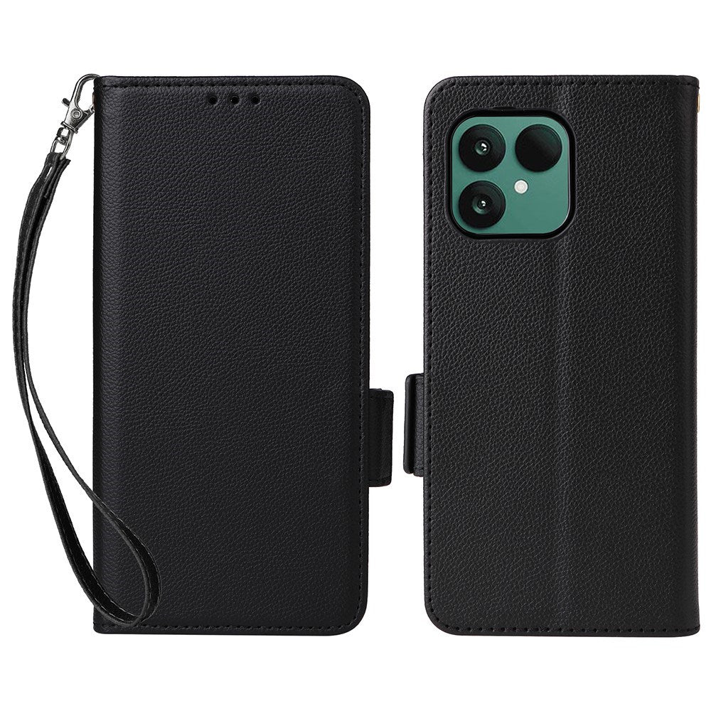 Fairphone (Gen. 6+ / Gen. 6) EIDERWOOD Kunstlæder Flip Cover m. Strop - Sort