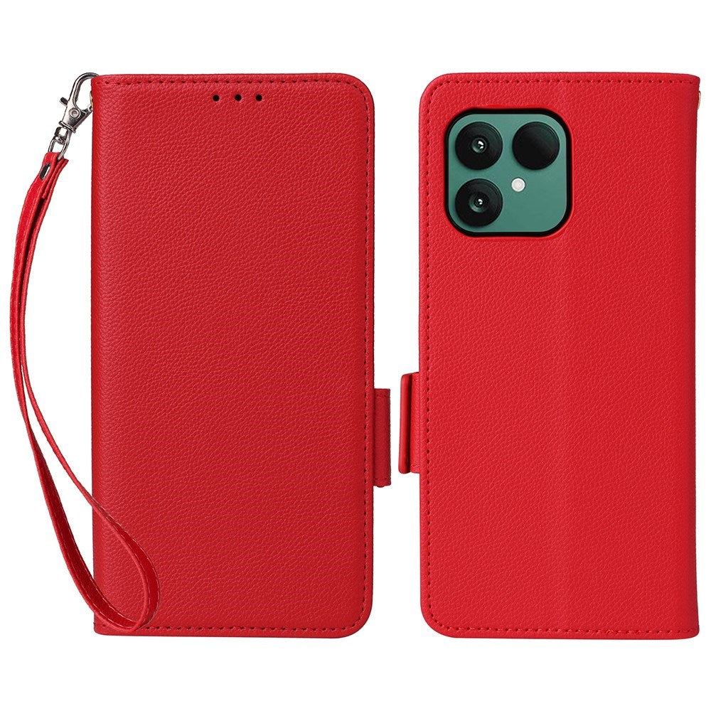 Fairphone (Gen. 6+ / Gen. 6) EIDERWOOD Kunstlæder Flip Cover m. Strop - Rød