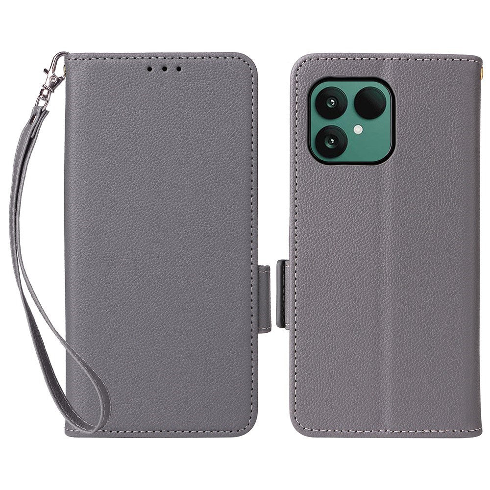 Fairphone (Gen. 6+ / Gen. 6) EIDERWOOD Kunstlæder Flip Cover m. Strop - Grå