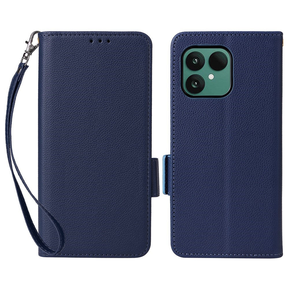 Fairphone (Gen. 6+ / Gen. 6) EIDERWOOD Kunstlæder Flip Cover m. Strop - Mørkeblå