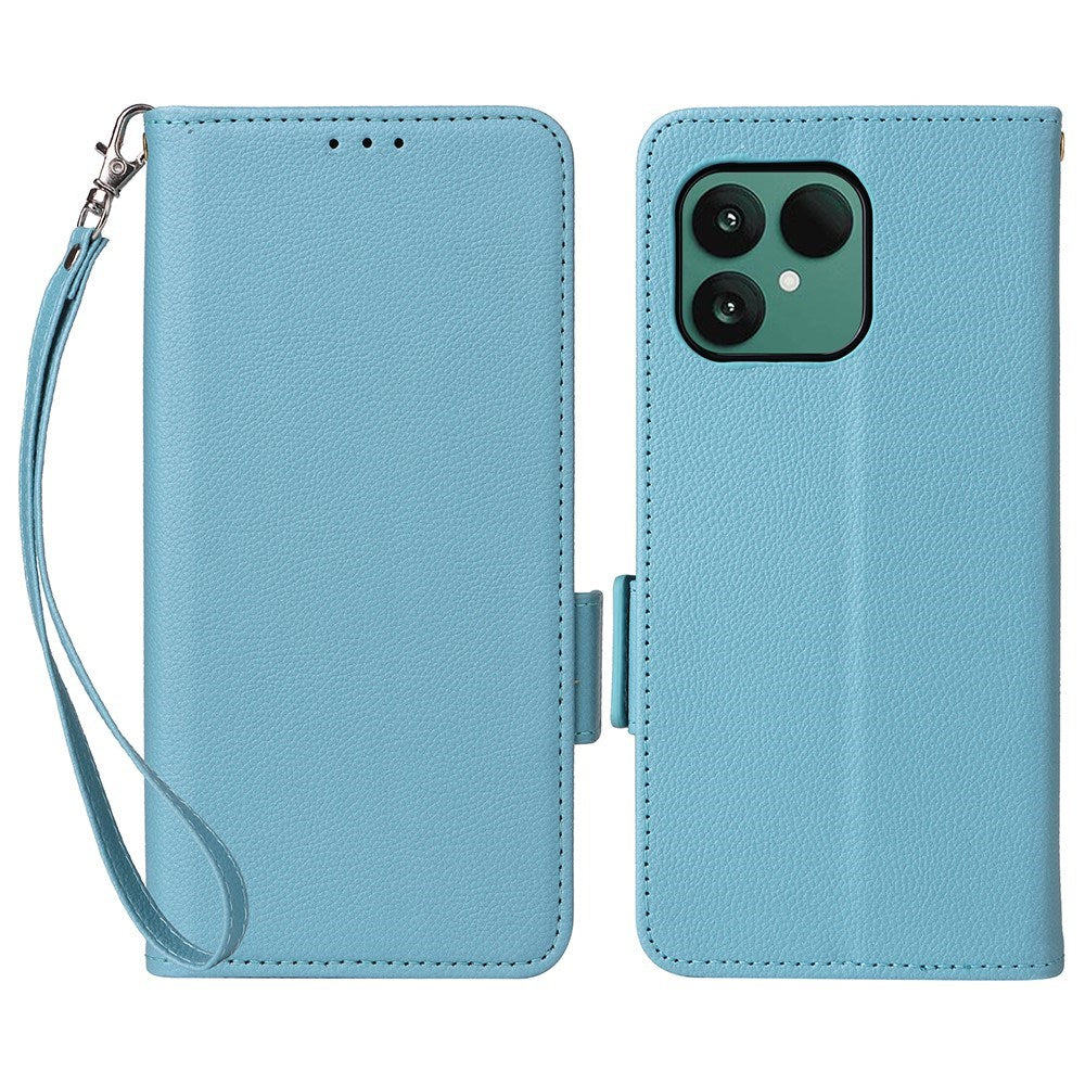 Fairphone (Gen. 6+ / Gen. 6) EIDERWOOD Kunstlæder Flip Cover m. Strop - Blå