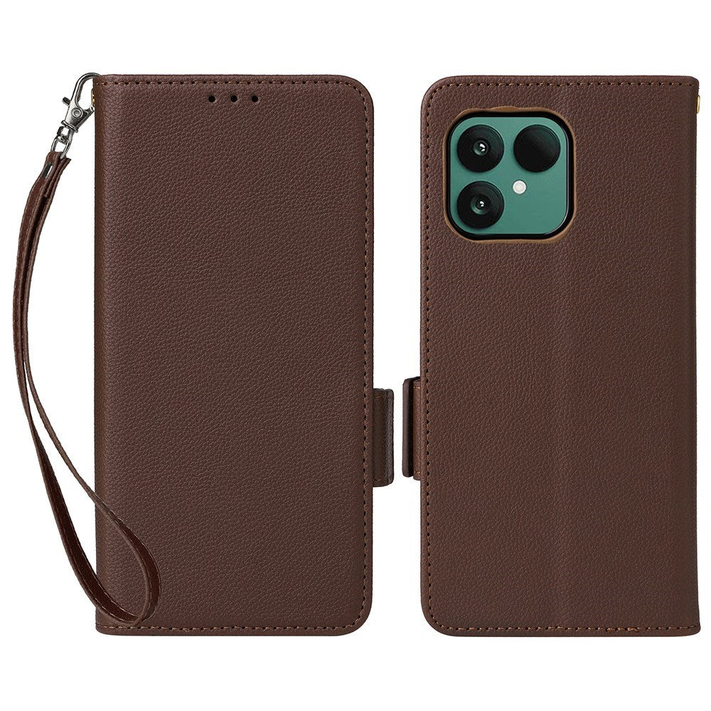 Fairphone (Gen. 6+ / Gen. 6) EIDERWOOD Kunstlæder Flip Cover m. Strop - Brun