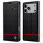 iPhone 18 Pro / 17 Pro LC.IMEEKE Kunstlæder Flip Cover m. Carbon Fiber - Sort / Rød Horisontal Stribe