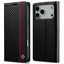 iPhone 18 Pro / 17 Pro LC.IMEEKE Kunstlæder Flip Cover m. Carbon Fiber - Sort / Rød Vertikal Stribe